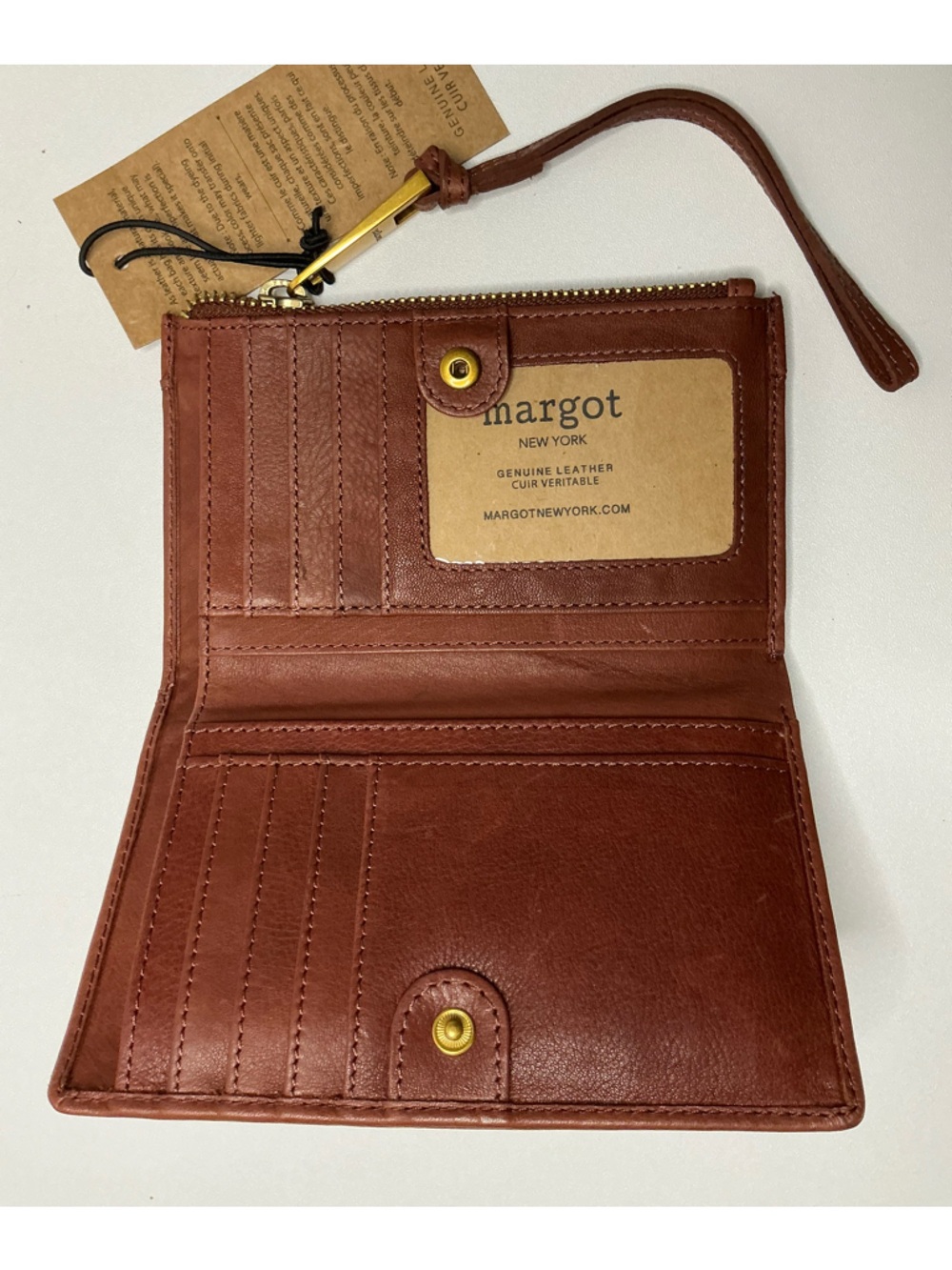 Margot Tori Leather Bifold Wallet in Brandy NWT - Picture 7 of 7